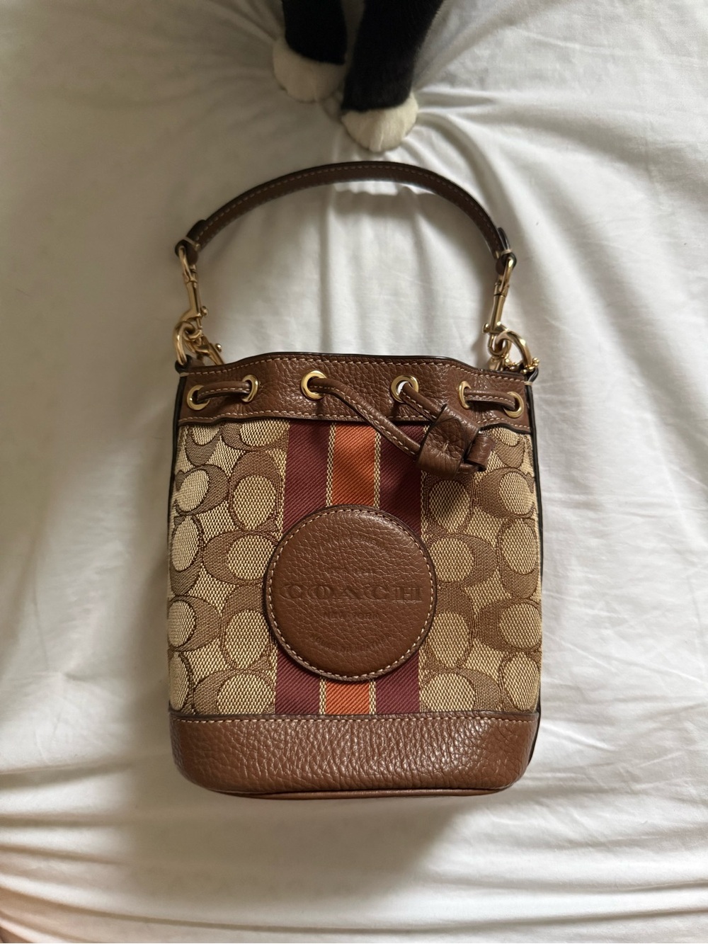 Coach Signature Canvas Mini Bucket Bag